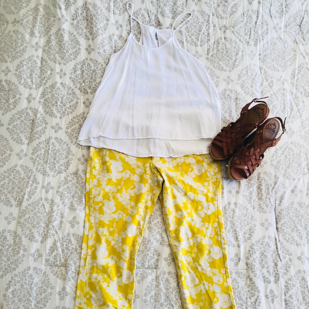 Flower printed jeans